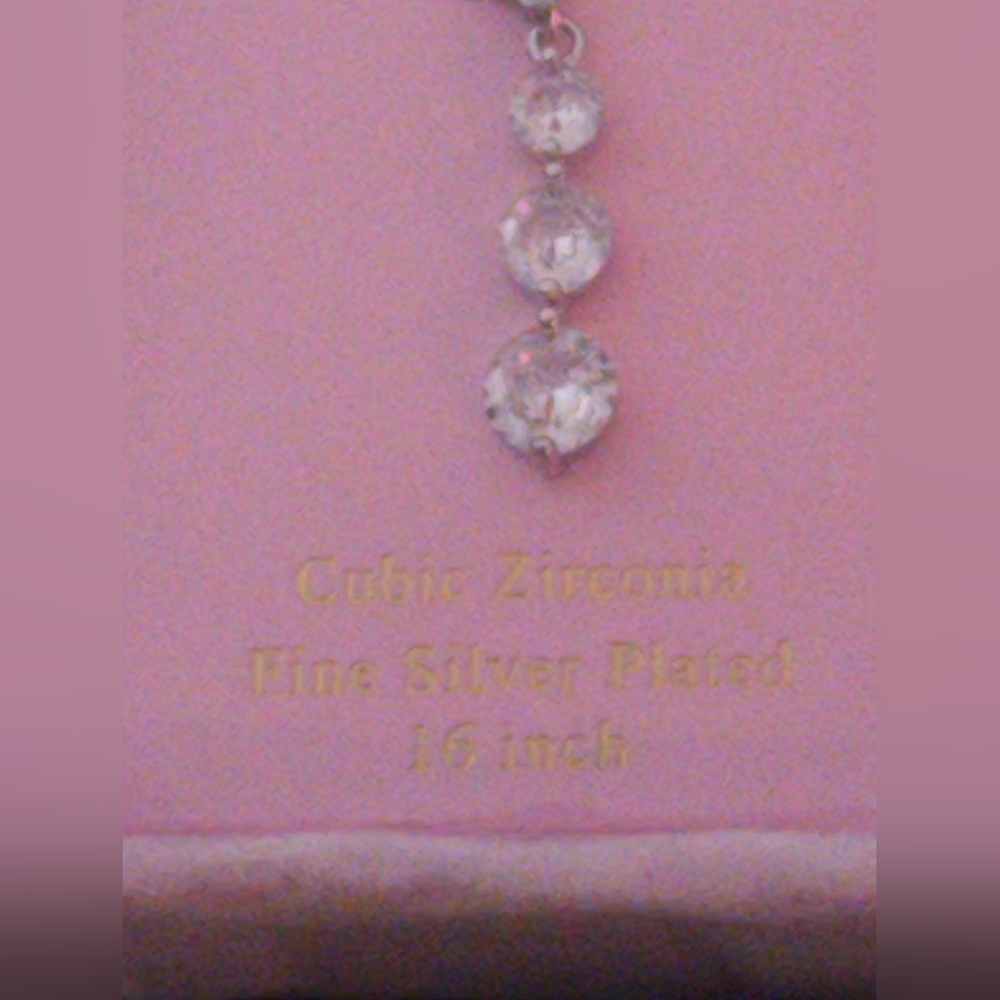 NEW! Camila Rose Cubic Zirconia Fine Silver Plated 16" Necklace and Earring Set. - Picture 6 of 12